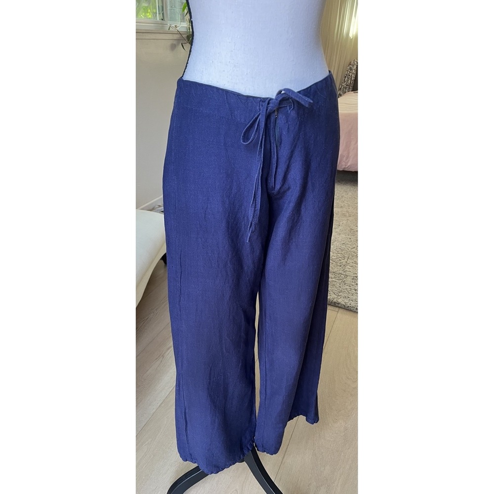 MOKEA DESIGNS Navy Blue Line Pants Size US 4 AU 8 Wide Leg Ankle